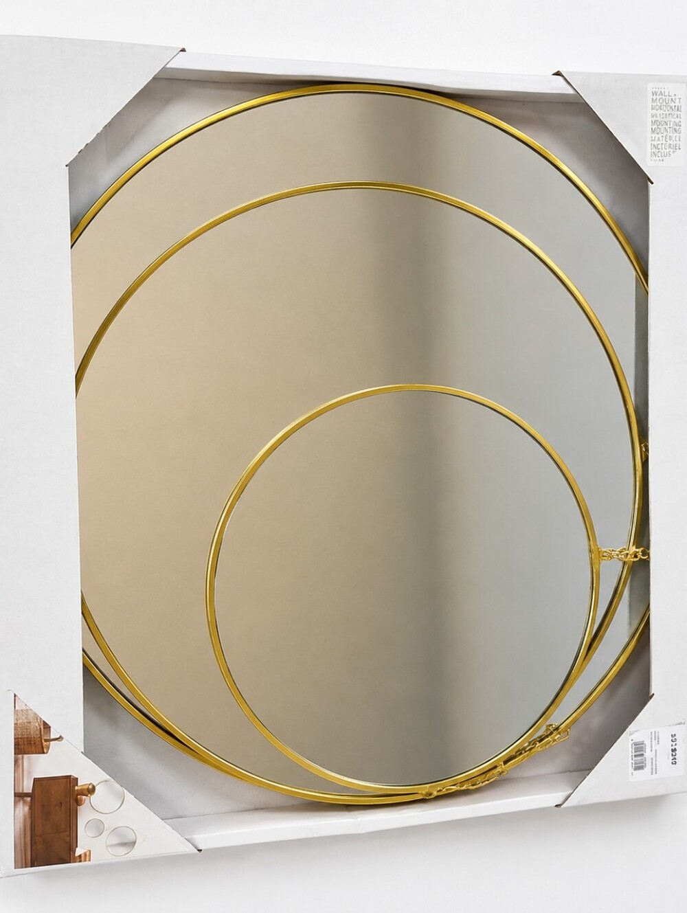 NWT At Home Geometric Gold Round Hanging Mirror Set of 3 Wall Accent Mirrors - Picture 2 of 7